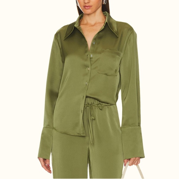 Song of Style Satin Button-Up Shirt - Picture 1 of 2